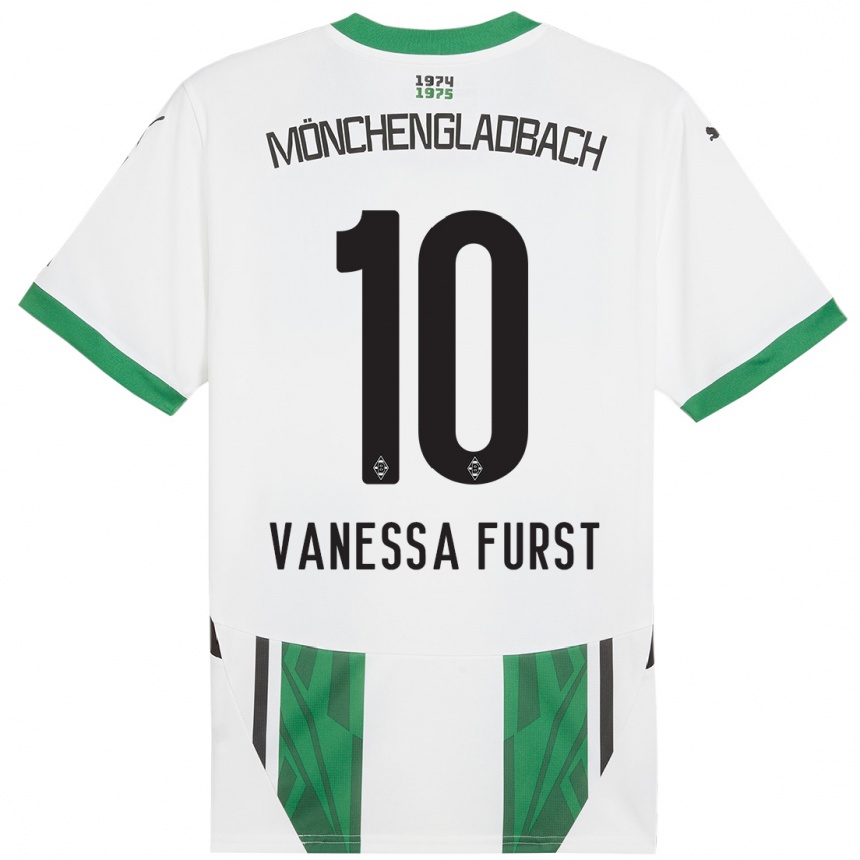 Kinder Fußball Vanessa Fürst #10 Weiß Grün Heimtrikot Trikot 2024/25 T-Shirt Luxemburg