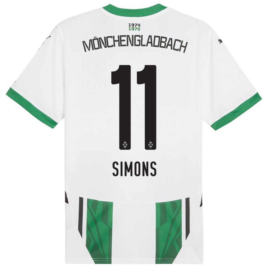 Kinder Fußball Kelly Simons #11 Weiß Grün Heimtrikot Trikot 2024/25 T-Shirt Luxemburg