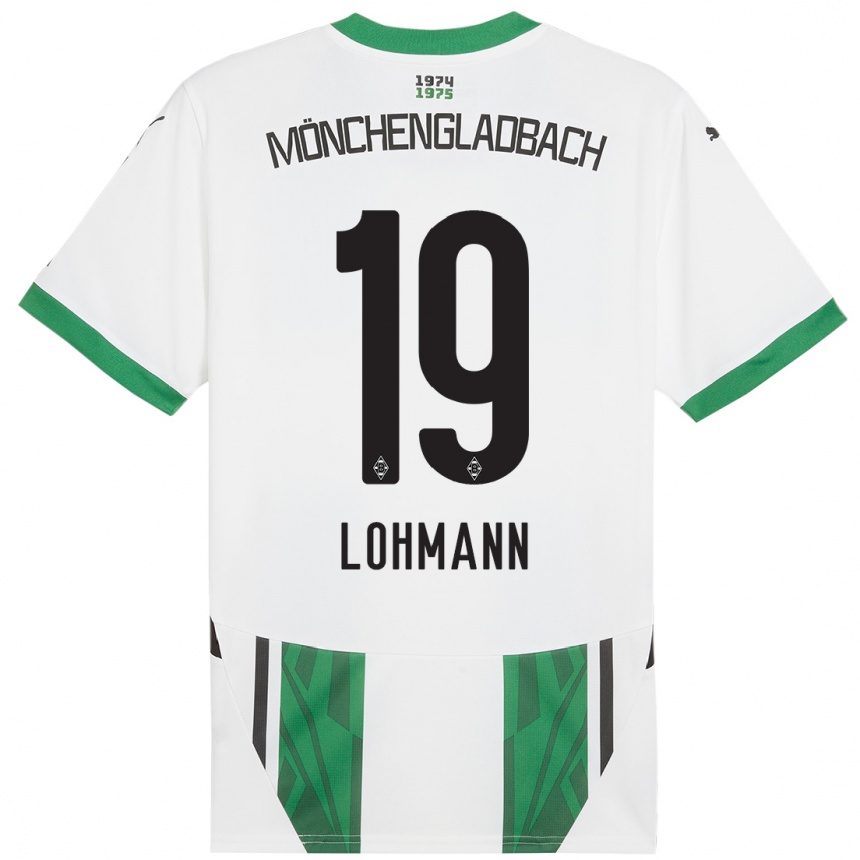 Kinder Fußball Mona Lohmann #19 Weiß Grün Heimtrikot Trikot 2024/25 T-Shirt Luxemburg