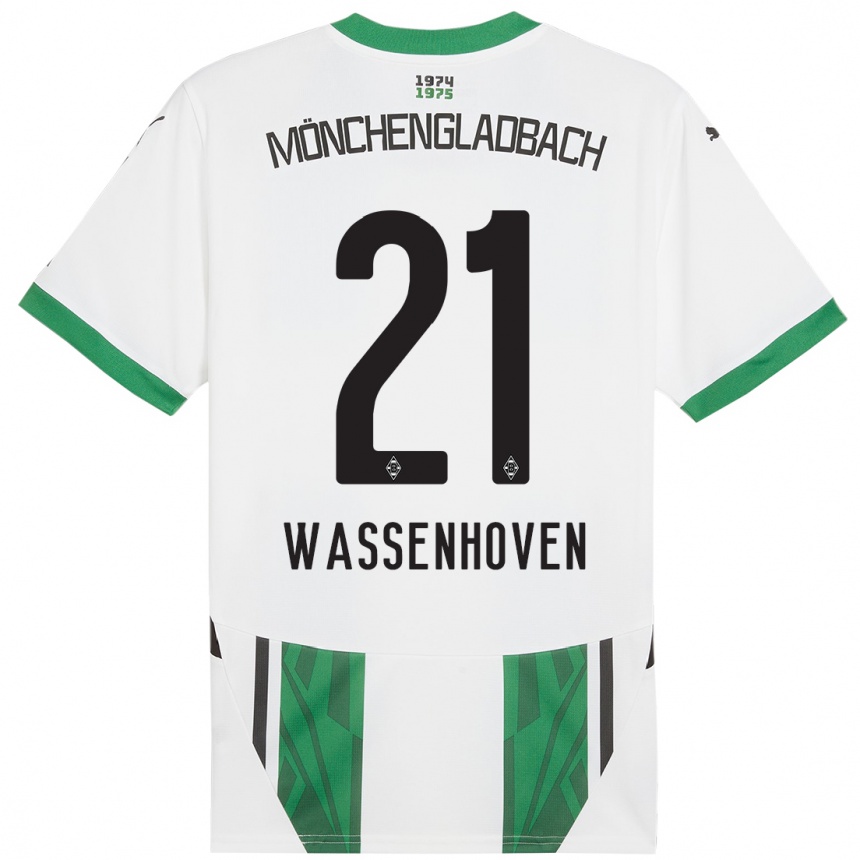 Kinder Fußball Michelle Wassenhoven #21 Weiß Grün Heimtrikot Trikot 2024/25 T-Shirt Luxemburg