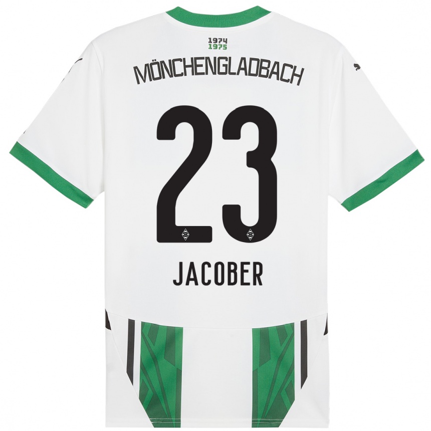 Kinder Fußball Magdalena Jacober #23 Weiß Grün Heimtrikot Trikot 2024/25 T-Shirt Luxemburg