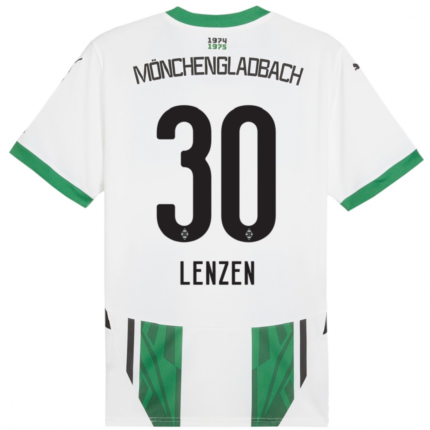 Kinder Fußball Hannah Lenzen #30 Weiß Grün Heimtrikot Trikot 2024/25 T-Shirt Luxemburg