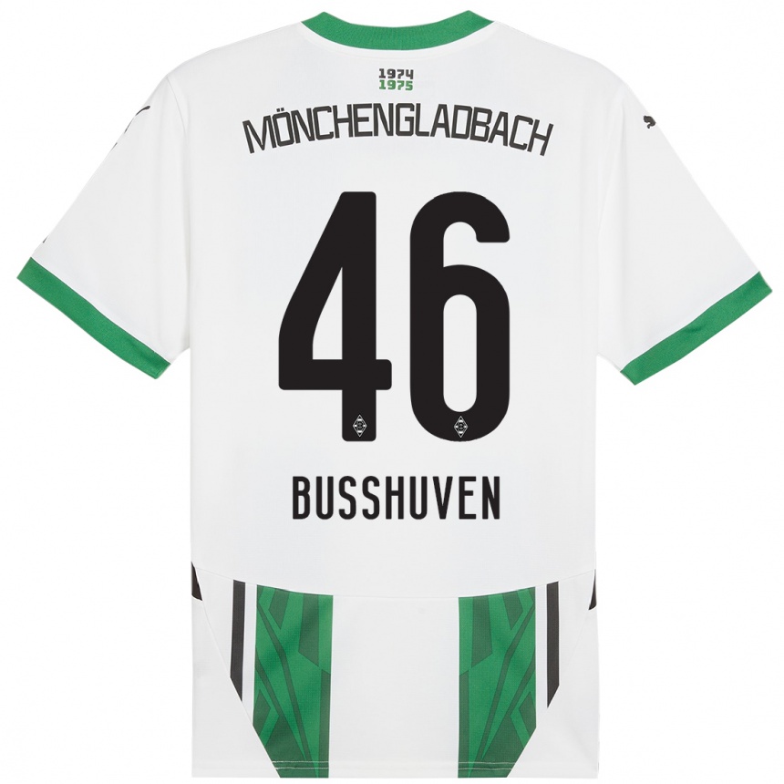 Kinder Fußball Alina Busshuven #46 Weiß Grün Heimtrikot Trikot 2024/25 T-Shirt Luxemburg