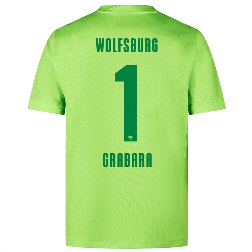 Kinder Fußball Kamil Grabara #1 Fluoreszierendes Grün Heimtrikot Trikot 2024/25 T-Shirt Luxemburg