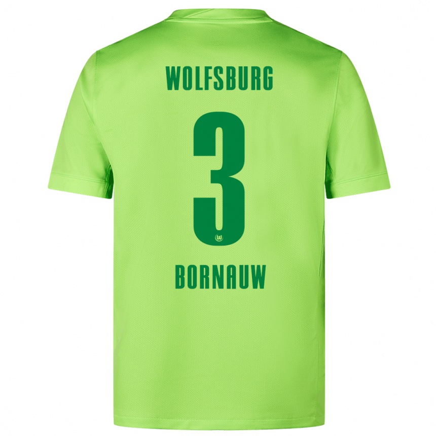 Kinder Fußball Sebastiaan Bornauw #3 Fluoreszierendes Grün Heimtrikot Trikot 2024/25 T-Shirt Luxemburg