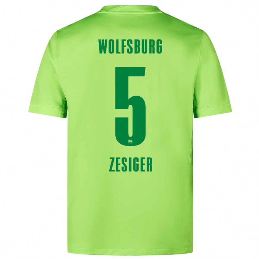 Kinder Fußball Cédric Zesiger #5 Fluoreszierendes Grün Heimtrikot Trikot 2024/25 T-Shirt Luxemburg