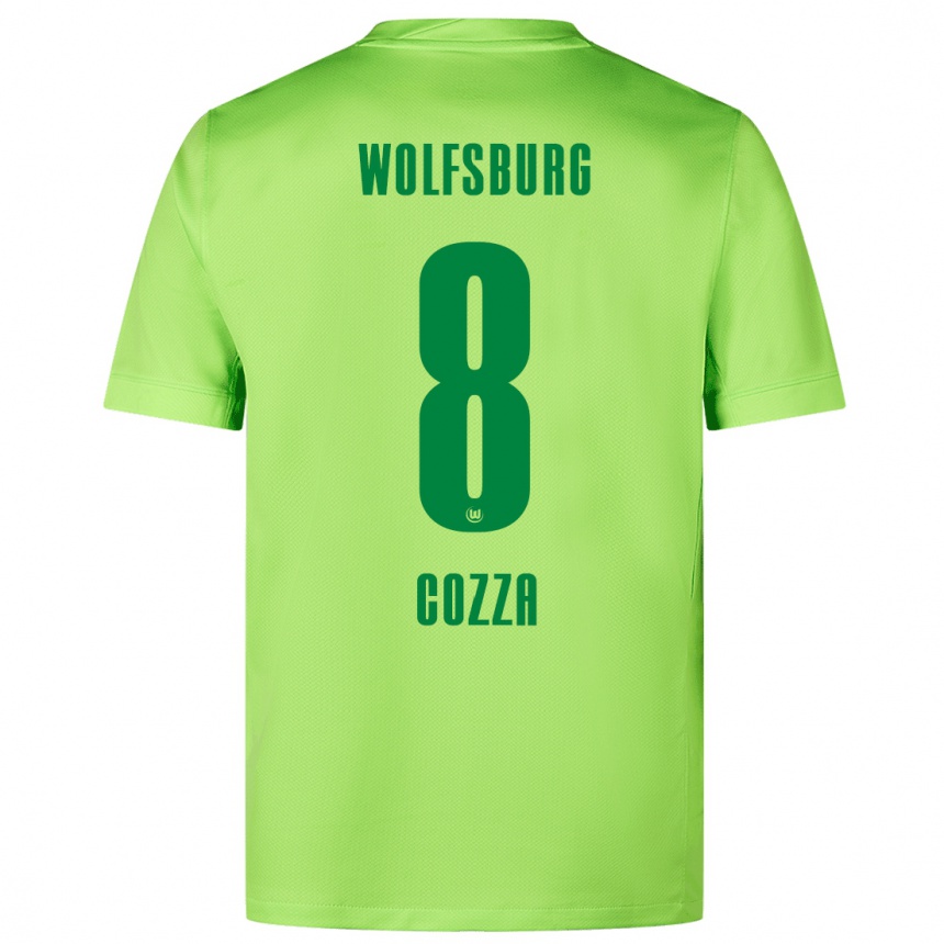 Kinder Fußball Nicolas Cozza #8 Fluoreszierendes Grün Heimtrikot Trikot 2024/25 T-Shirt Luxemburg