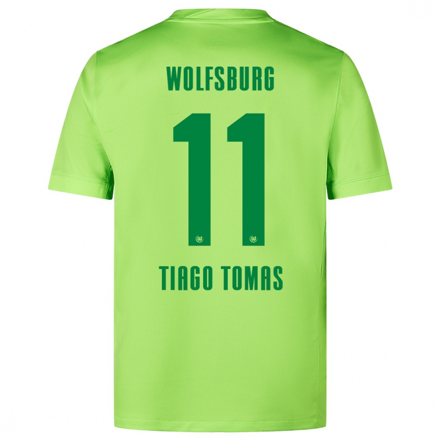 Kinder Fußball Tiago Tomás #11 Fluoreszierendes Grün Heimtrikot Trikot 2024/25 T-Shirt Luxemburg