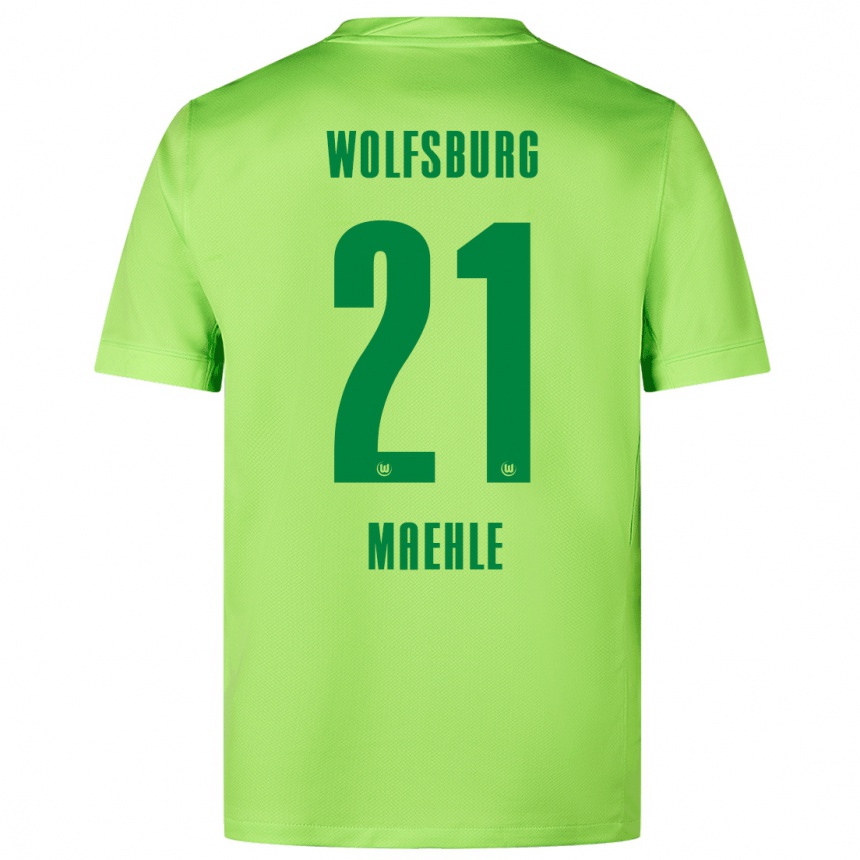 Kinder Fußball Joakim Maehle #21 Fluoreszierendes Grün Heimtrikot Trikot 2024/25 T-Shirt Luxemburg