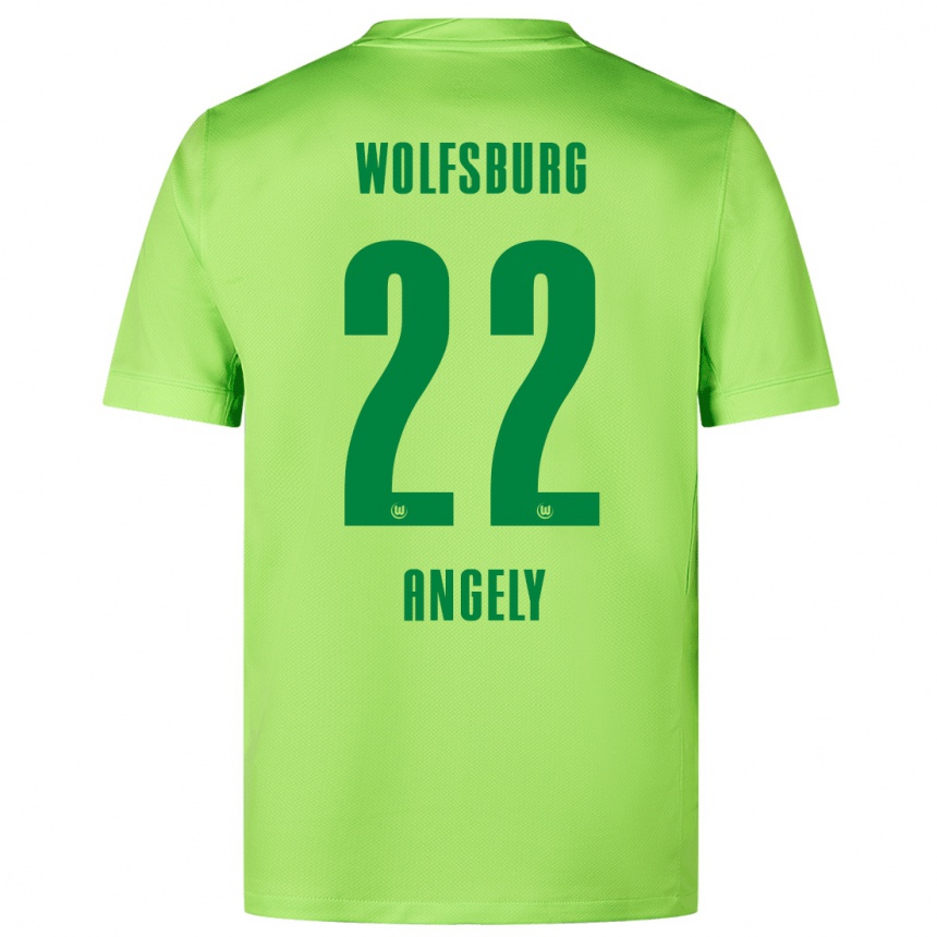 Kinder Fußball Mathys Angély #22 Fluoreszierendes Grün Heimtrikot Trikot 2024/25 T-Shirt Luxemburg