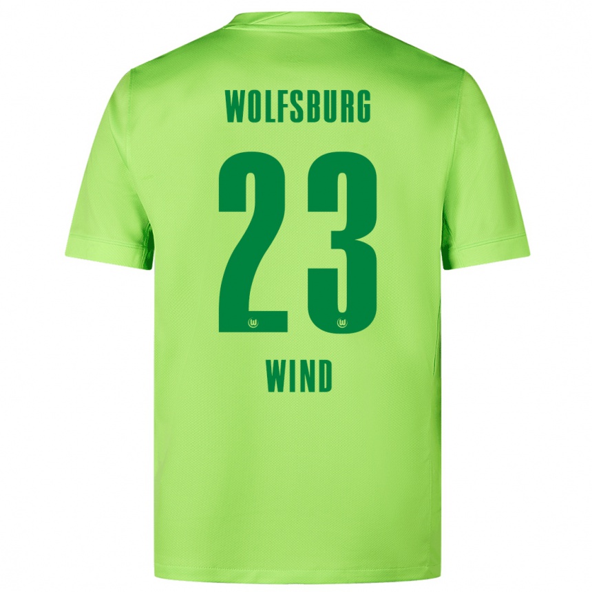 Kinder Fußball Jonas Wind #23 Fluoreszierendes Grün Heimtrikot Trikot 2024/25 T-Shirt Luxemburg