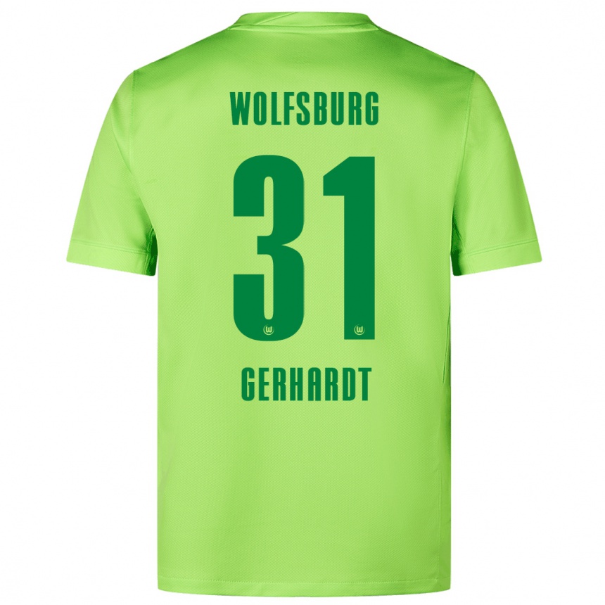 Kinder Fußball Yannick Gerhardt #31 Fluoreszierendes Grün Heimtrikot Trikot 2024/25 T-Shirt Luxemburg