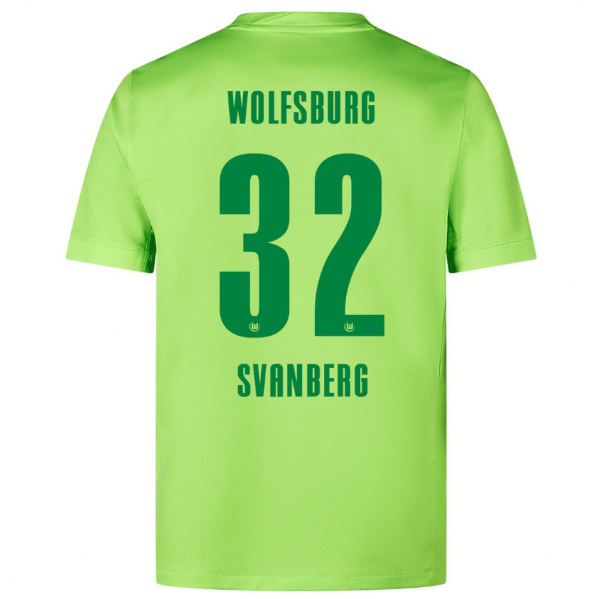 Kinder Fußball Mattias Svanberg #32 Fluoreszierendes Grün Heimtrikot Trikot 2024/25 T-Shirt Luxemburg