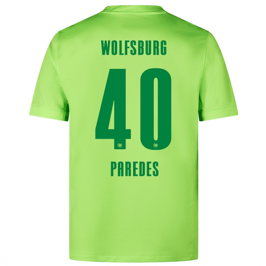 Kinder Fußball Kevin Paredes #40 Fluoreszierendes Grün Heimtrikot Trikot 2024/25 T-Shirt Luxemburg