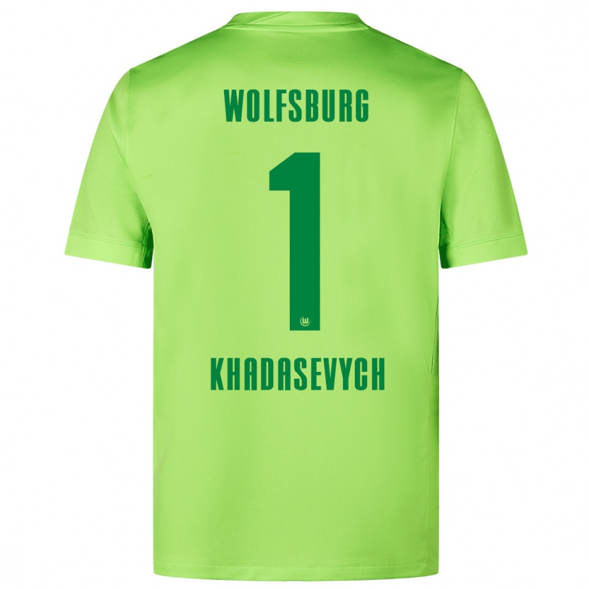 Kinder Fußball Kyrylo Khadasevych #1 Fluoreszierendes Grün Heimtrikot Trikot 2024/25 T-Shirt Luxemburg