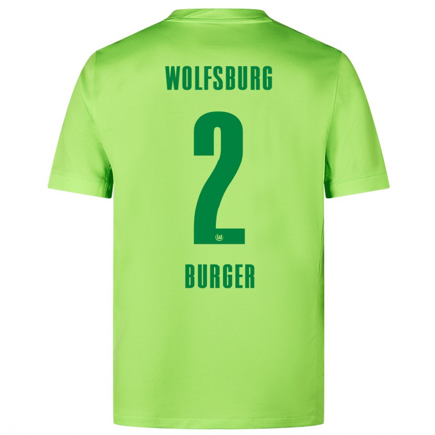 Kinder Fußball Jan Bürger #2 Fluoreszierendes Grün Heimtrikot Trikot 2024/25 T-Shirt Luxemburg