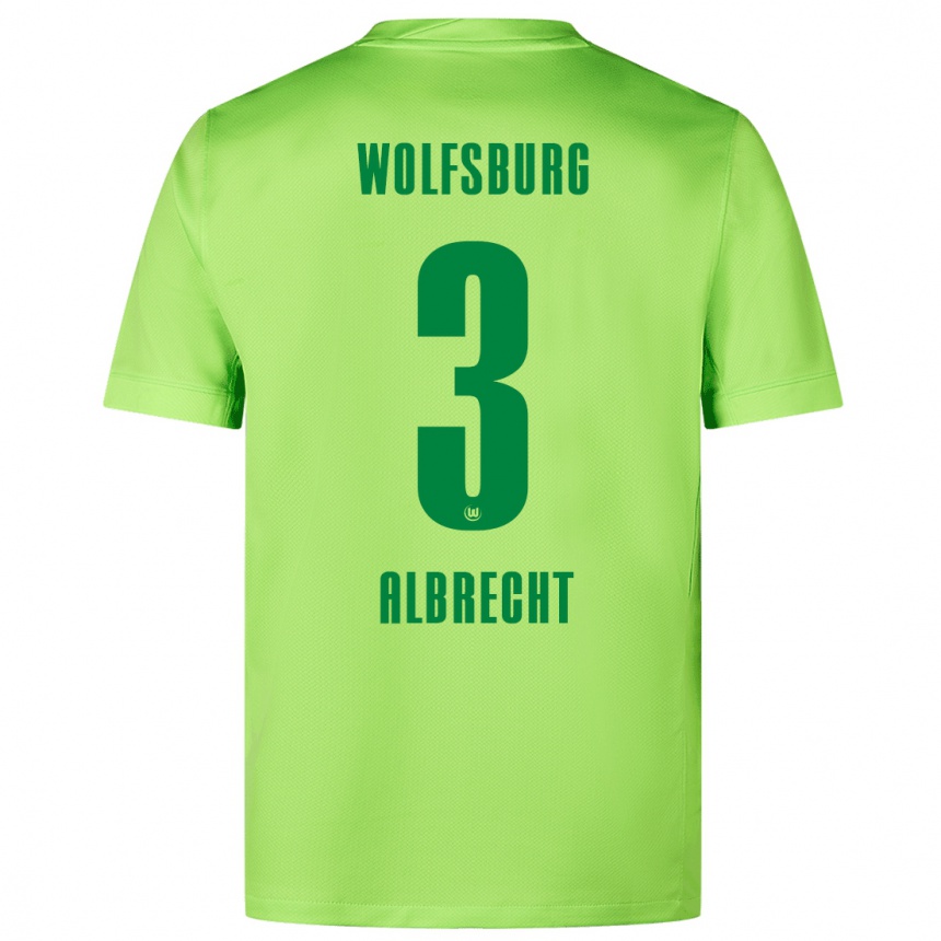 Kinder Fußball Ben Albrecht #3 Fluoreszierendes Grün Heimtrikot Trikot 2024/25 T-Shirt Luxemburg