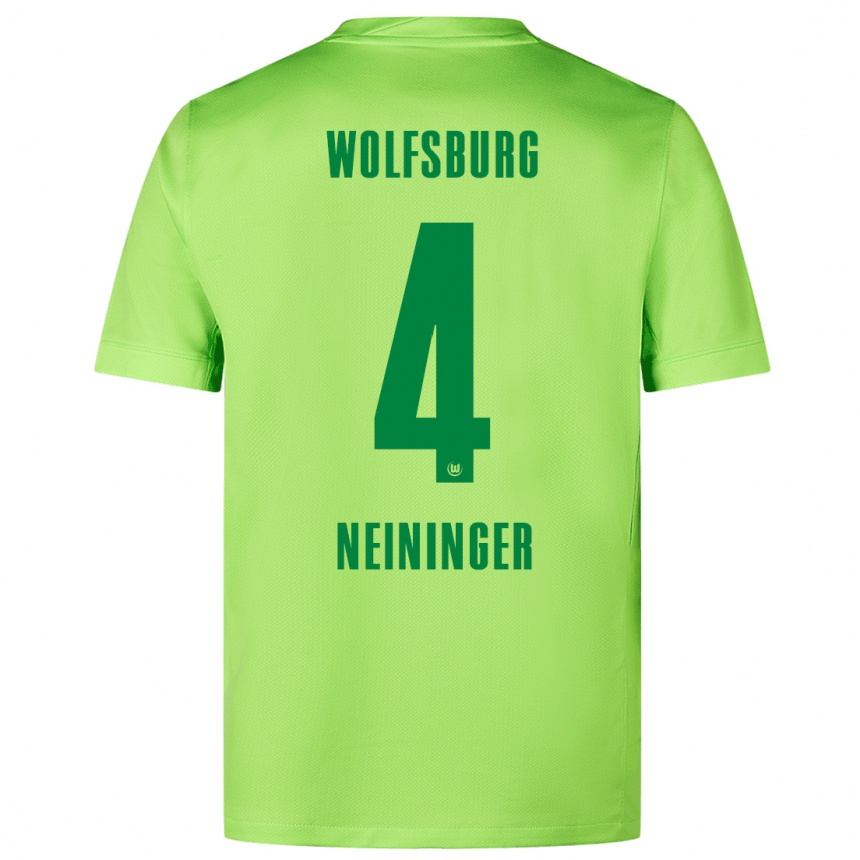 Kinder Fußball Till Neininger #4 Fluoreszierendes Grün Heimtrikot Trikot 2024/25 T-Shirt Luxemburg