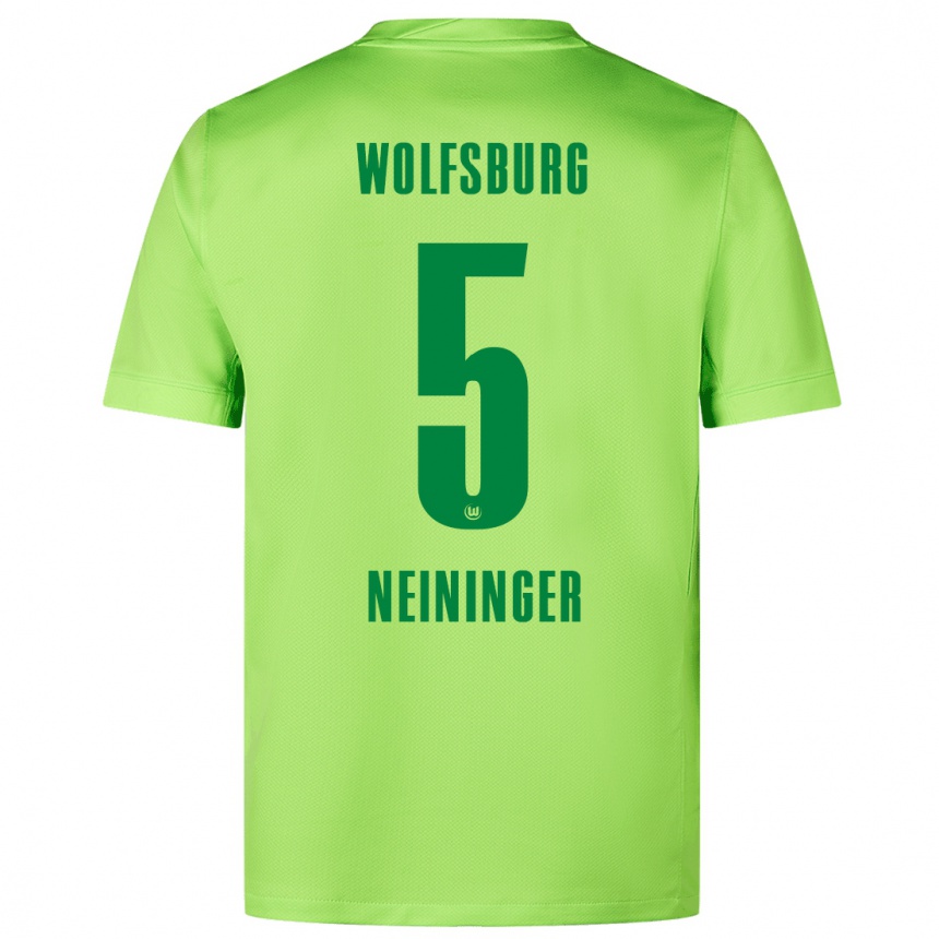 Kinder Fußball Tim Neininger #5 Fluoreszierendes Grün Heimtrikot Trikot 2024/25 T-Shirt Luxemburg