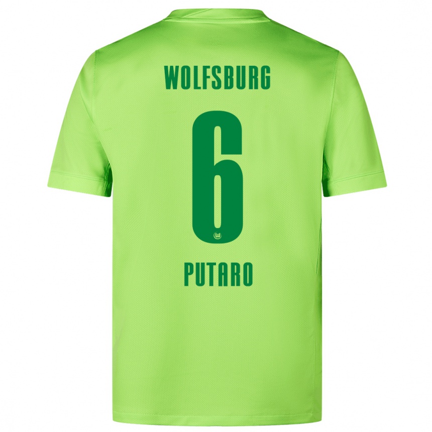 Kinder Fußball Luca Putaro #6 Fluoreszierendes Grün Heimtrikot Trikot 2024/25 T-Shirt Luxemburg