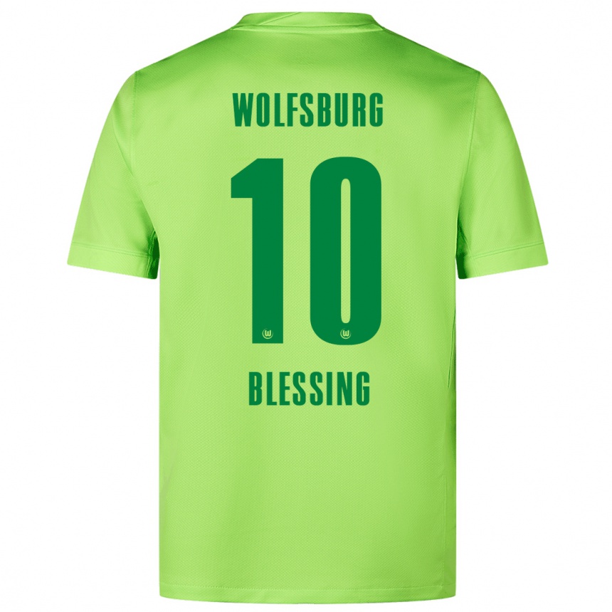 Kinder Fußball Èlisée Blessing #10 Fluoreszierendes Grün Heimtrikot Trikot 2024/25 T-Shirt Luxemburg