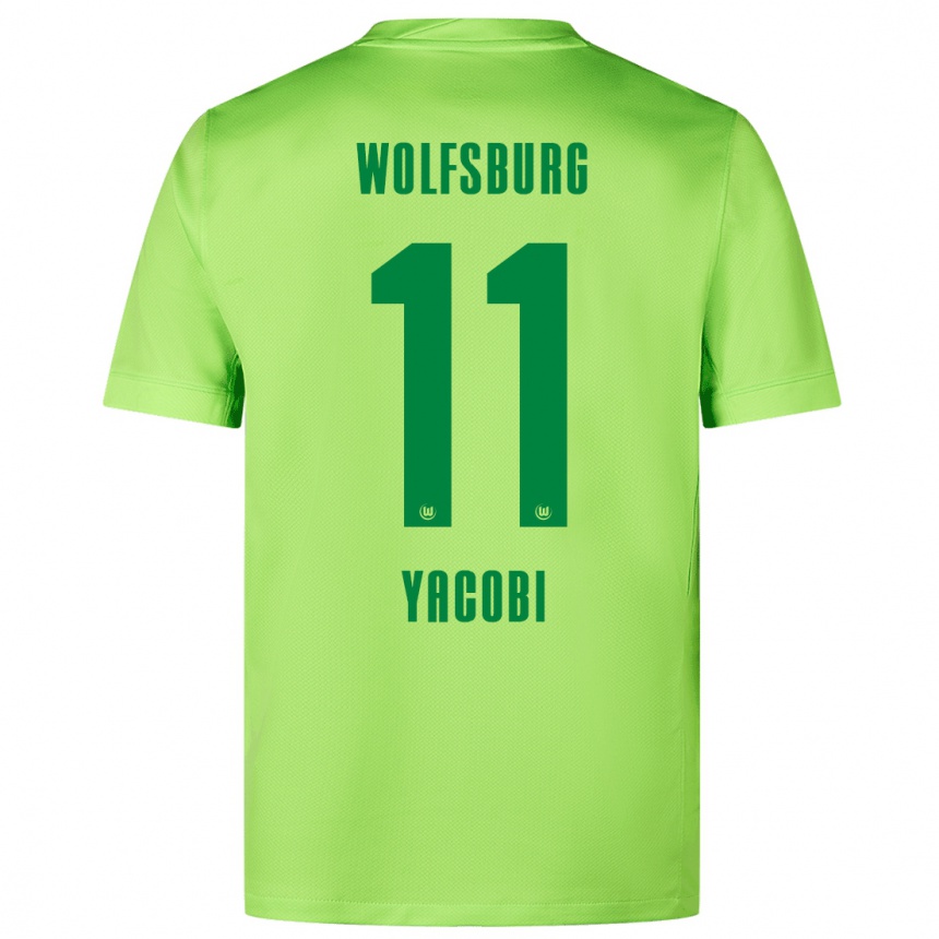 Kinder Fußball Nilas Yacobi #11 Fluoreszierendes Grün Heimtrikot Trikot 2024/25 T-Shirt Luxemburg