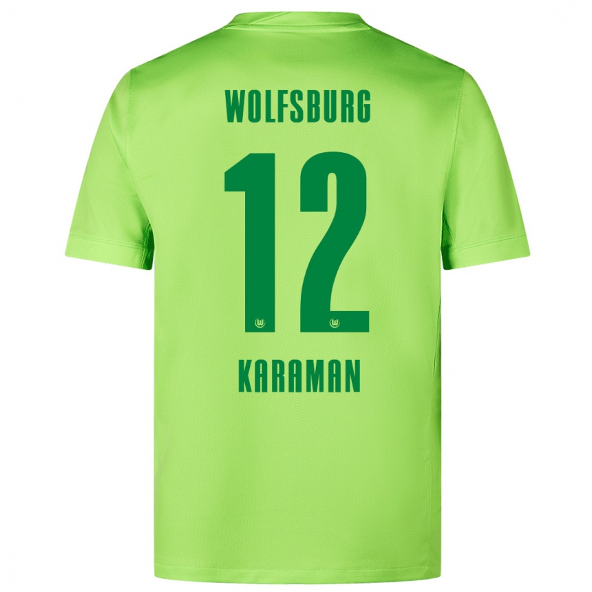 Kinder Fußball Tarik Karaman #12 Fluoreszierendes Grün Heimtrikot Trikot 2024/25 T-Shirt Luxemburg