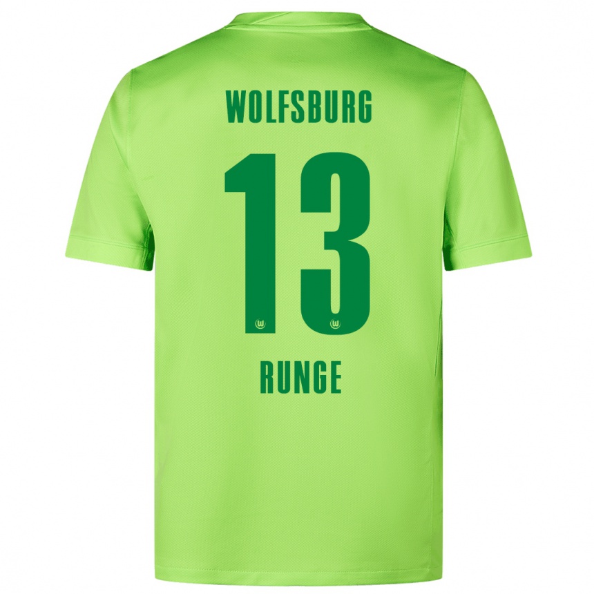 Kinder Fußball Mads Runge #13 Fluoreszierendes Grün Heimtrikot Trikot 2024/25 T-Shirt Luxemburg