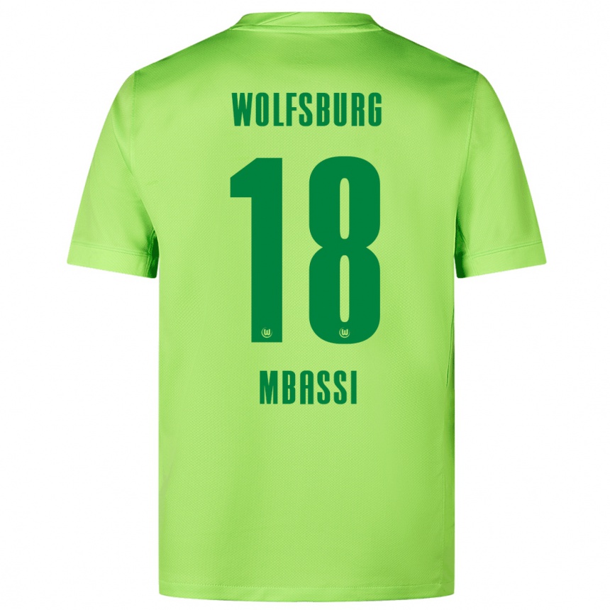 Kinder Fußball Mario Mbassi #18 Fluoreszierendes Grün Heimtrikot Trikot 2024/25 T-Shirt Luxemburg