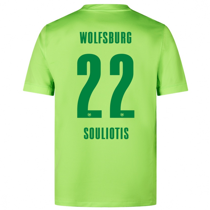 Kinder Fußball Spyridon Souliotis #22 Fluoreszierendes Grün Heimtrikot Trikot 2024/25 T-Shirt Luxemburg