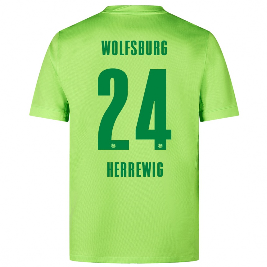 Kinder Fußball Max Herrewig #24 Fluoreszierendes Grün Heimtrikot Trikot 2024/25 T-Shirt Luxemburg