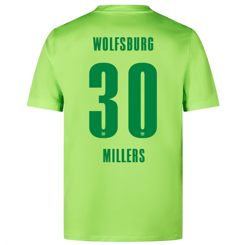 Kinder Fußball Kristers Millers #30 Fluoreszierendes Grün Heimtrikot Trikot 2024/25 T-Shirt Luxemburg