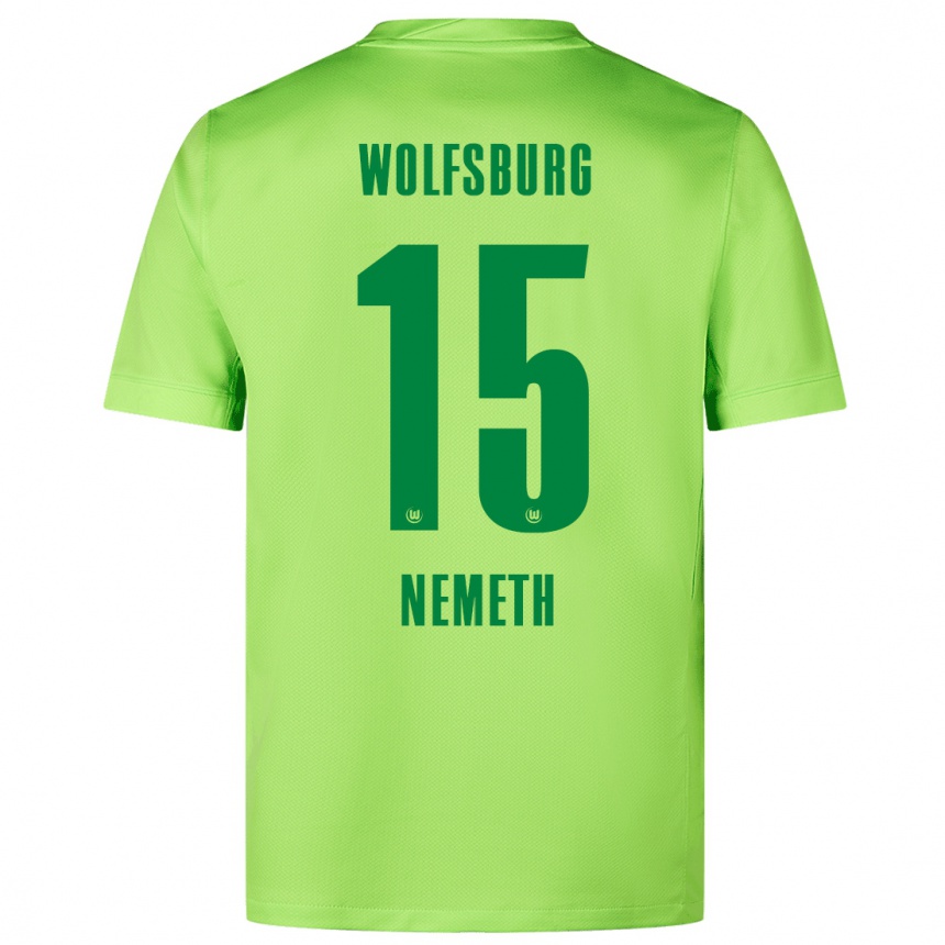 Kinder Fußball Diána Németh #15 Fluoreszierendes Grün Heimtrikot Trikot 2024/25 T-Shirt Luxemburg