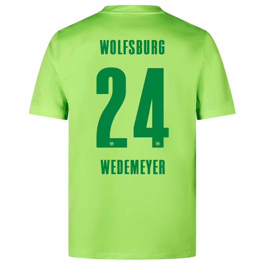 Kinder Fußball Joelle Wedemeyer #24 Fluoreszierendes Grün Heimtrikot Trikot 2024/25 T-Shirt Luxemburg