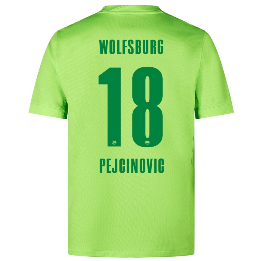 Kinder Fußball Dzenan Pejcinovic #18 Fluoreszierendes Grün Heimtrikot Trikot 2024/25 T-Shirt Luxemburg