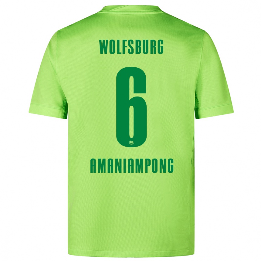 Kinder Fußball Marces Amaniampong #6 Fluoreszierendes Grün Heimtrikot Trikot 2024/25 T-Shirt Luxemburg