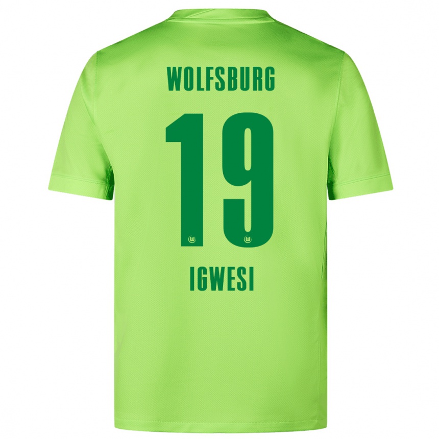 Kinder Fußball Tyrese Igwesi #19 Fluoreszierendes Grün Heimtrikot Trikot 2024/25 T-Shirt Luxemburg