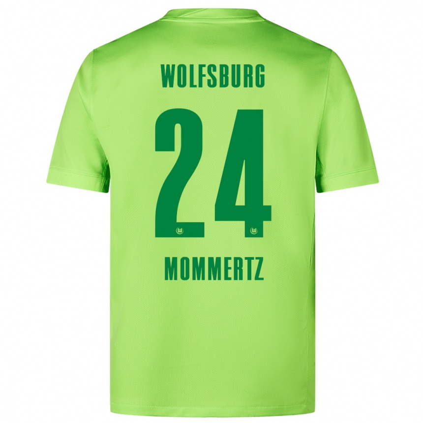 Kinder Fußball Benjamin Mommertz #24 Fluoreszierendes Grün Heimtrikot Trikot 2024/25 T-Shirt Luxemburg