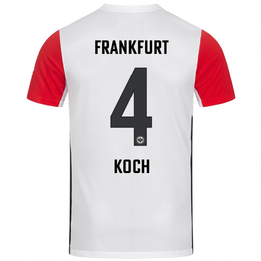 Kinder Fußball Robin Koch #4 Weiß Rot Heimtrikot Trikot 2024/25 T-Shirt Luxemburg