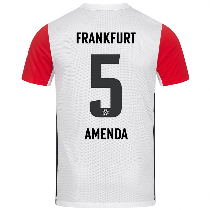 Kinder Fußball Aurèle Amenda #5 Weiß Rot Heimtrikot Trikot 2024/25 T-Shirt Luxemburg