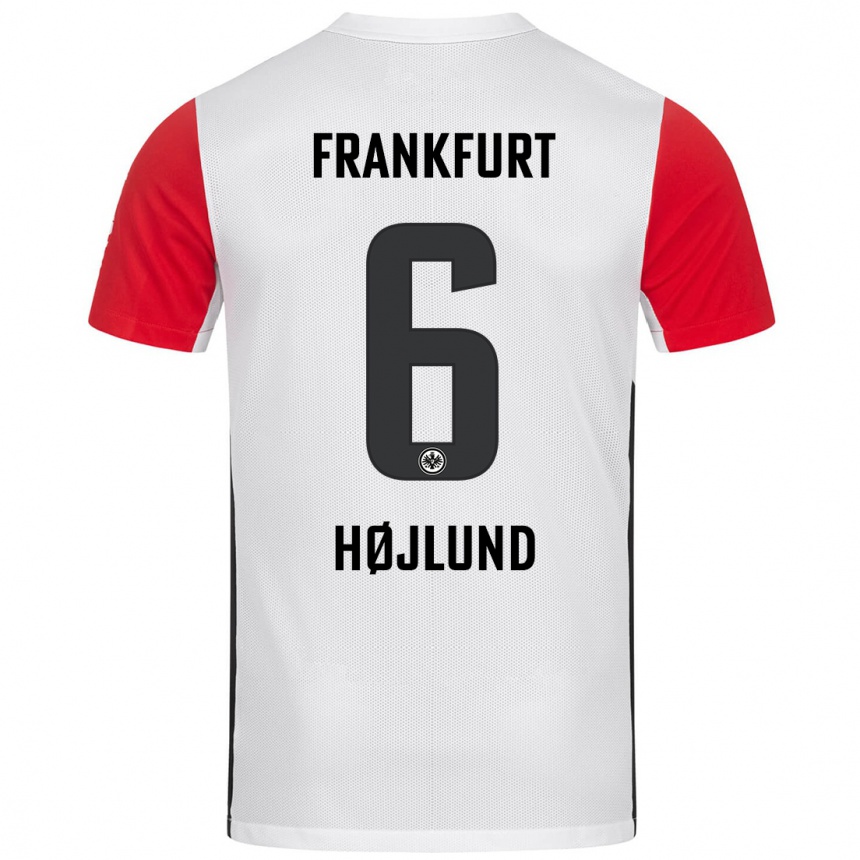 Kinder Fußball Oscar Højlund #6 Weiß Rot Heimtrikot Trikot 2024/25 T-Shirt Luxemburg