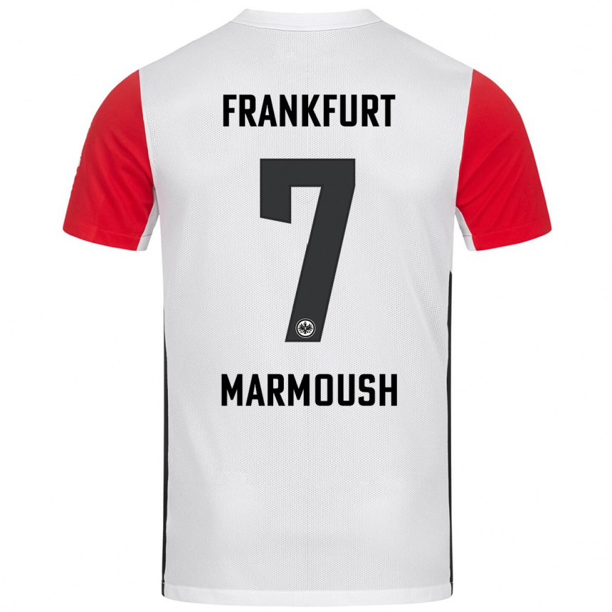 Kinder Fußball Omar Marmoush #7 Weiß Rot Heimtrikot Trikot 2024/25 T-Shirt Luxemburg