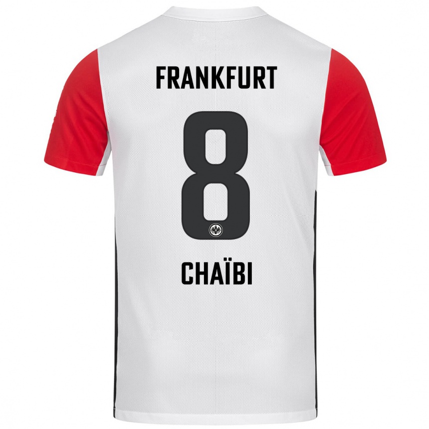 Kinder Fußball Farès Chaïbi #8 Weiß Rot Heimtrikot Trikot 2024/25 T-Shirt Luxemburg