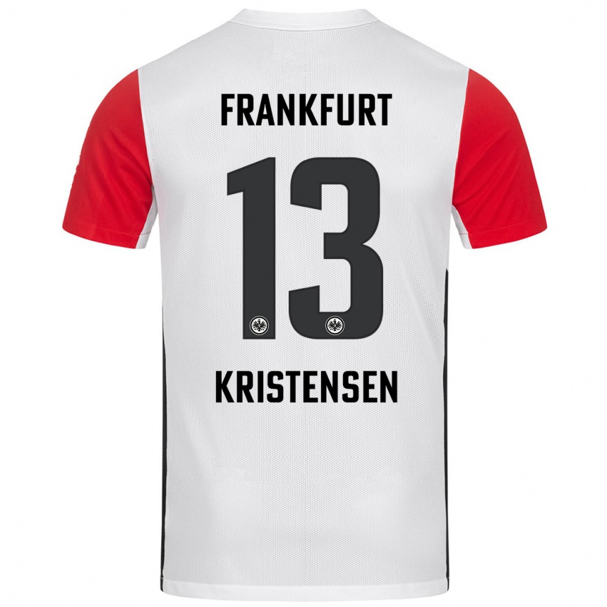 Kinder Fußball Rasmus Kristensen #13 Weiß Rot Heimtrikot Trikot 2024/25 T-Shirt Luxemburg