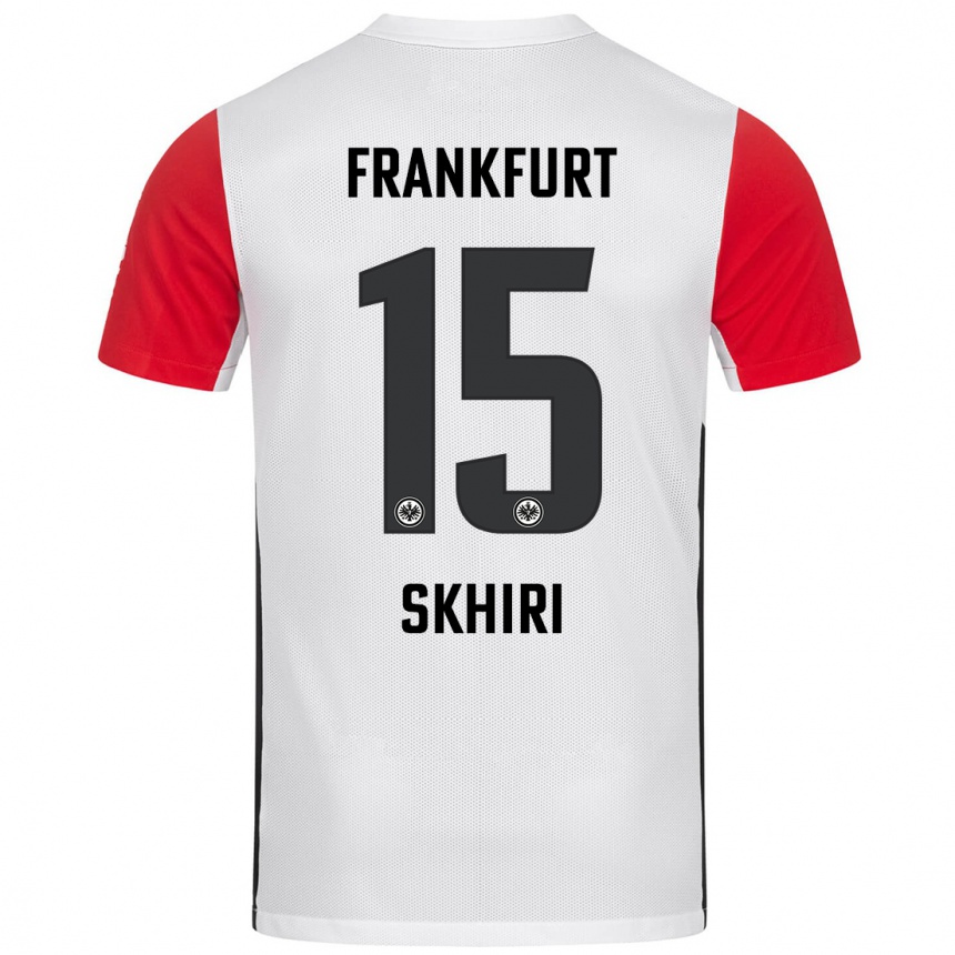 Kinder Fußball Ellyes Skhiri #15 Weiß Rot Heimtrikot Trikot 2024/25 T-Shirt Luxemburg