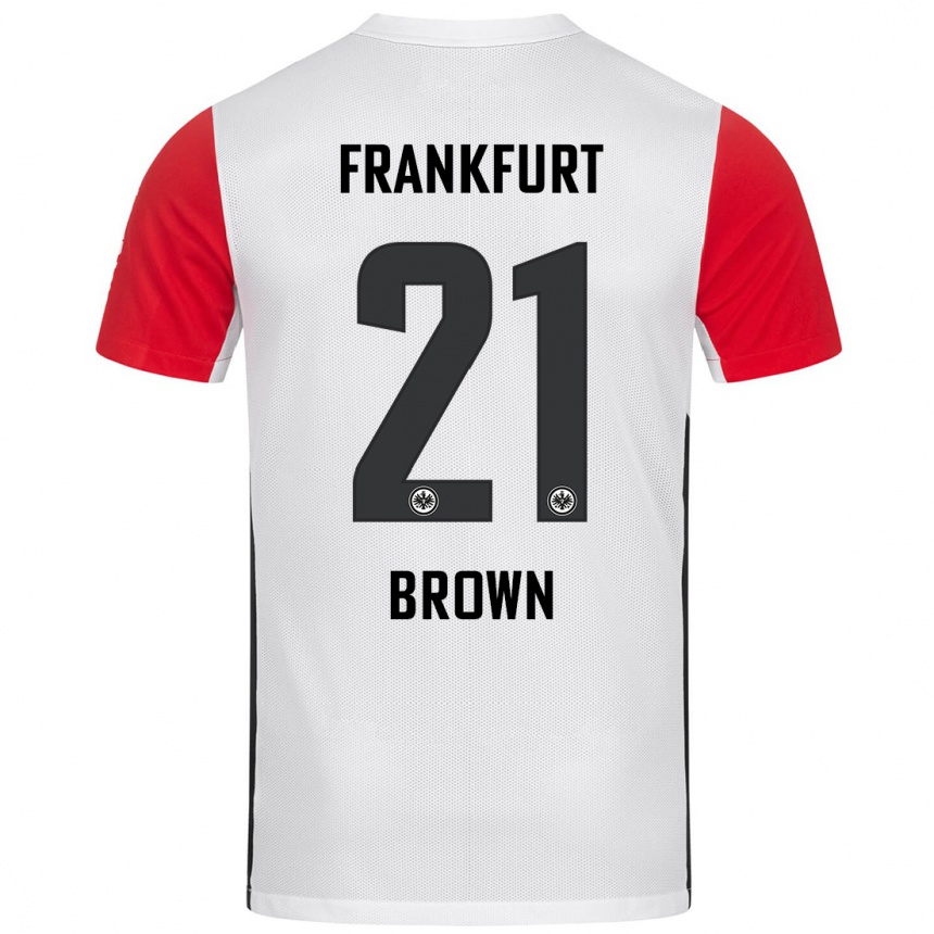 Kinder Fußball Nathaniel Brown #21 Weiß Rot Heimtrikot Trikot 2024/25 T-Shirt Luxemburg