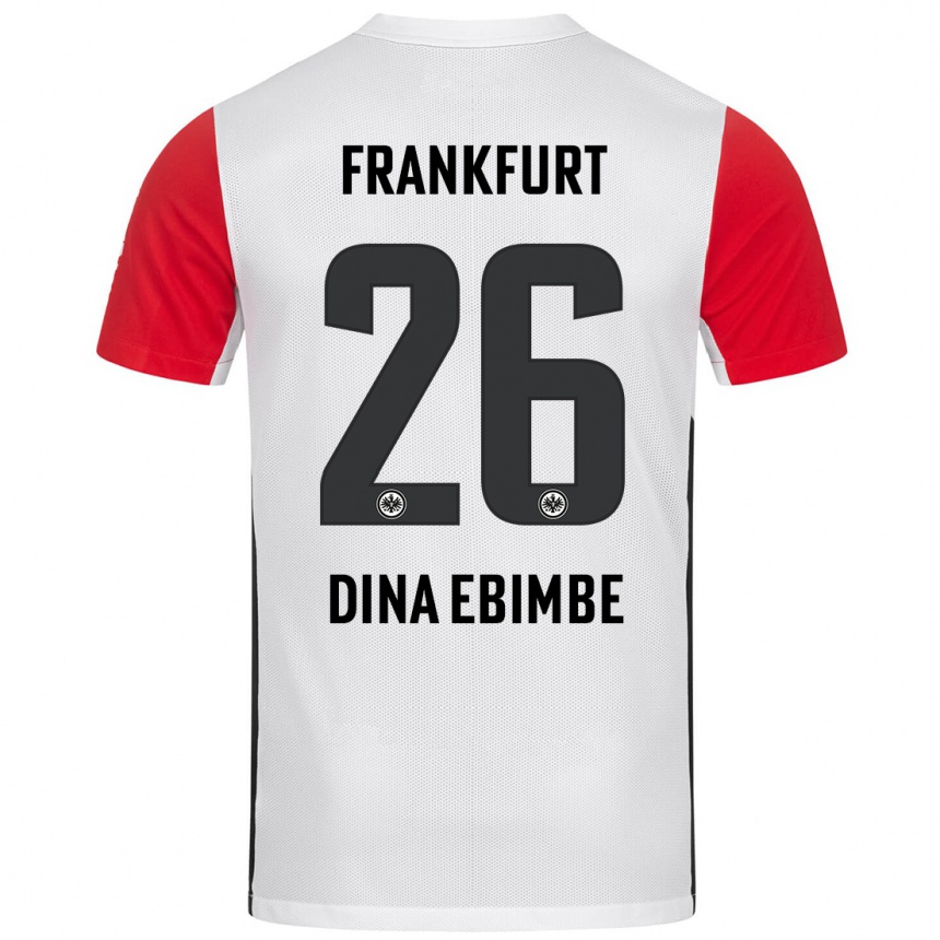 Kinder Fußball Junior Dina Ebimbe #26 Weiß Rot Heimtrikot Trikot 2024/25 T-Shirt Luxemburg