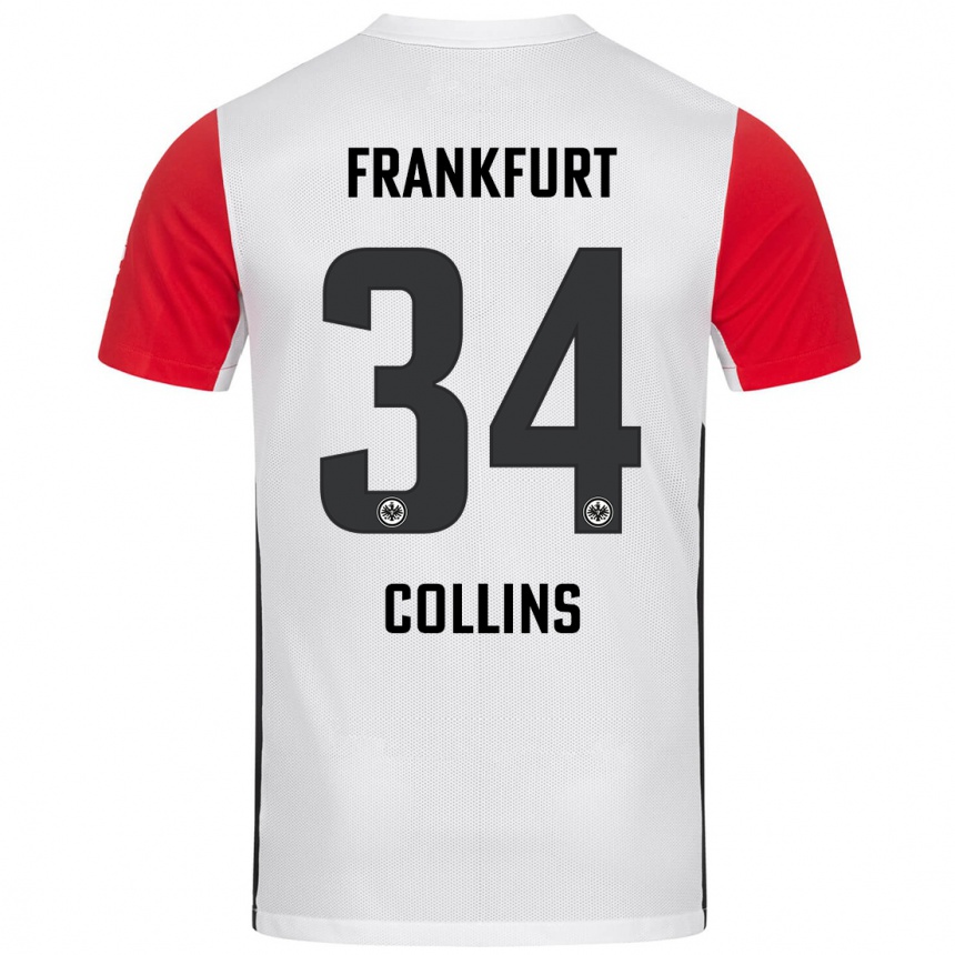 Kinder Fußball Nnamdi Collins #34 Weiß Rot Heimtrikot Trikot 2024/25 T-Shirt Luxemburg