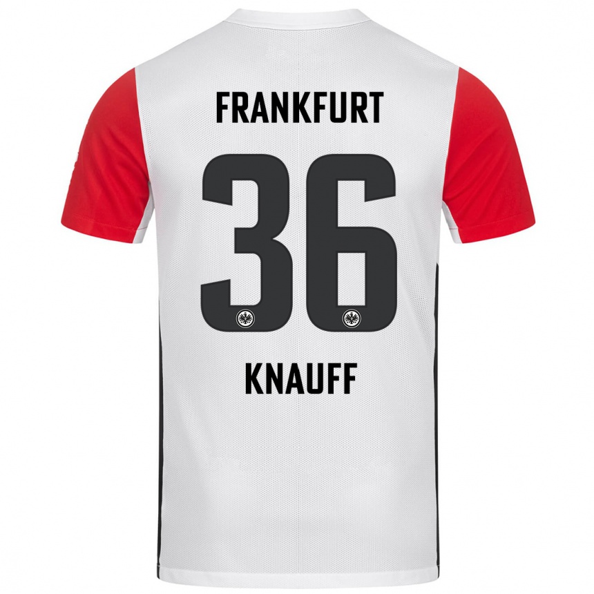 Kinder Fußball Ansgar Knauff #36 Weiß Rot Heimtrikot Trikot 2024/25 T-Shirt Luxemburg