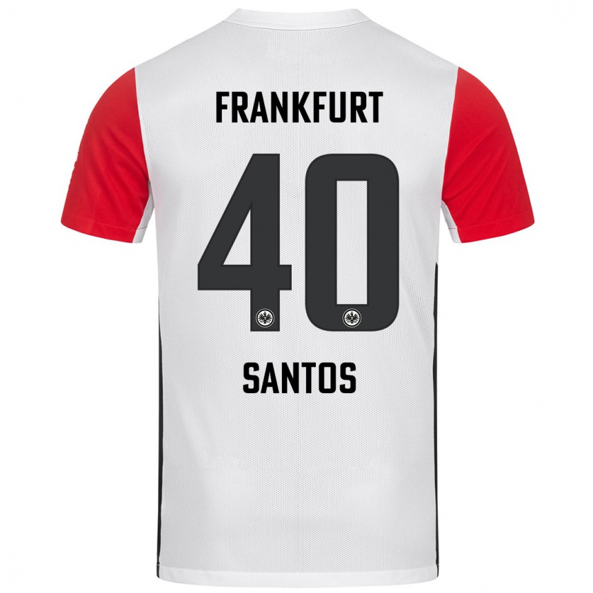 Kinder Fußball Kauã Santos #40 Weiß Rot Heimtrikot Trikot 2024/25 T-Shirt Luxemburg